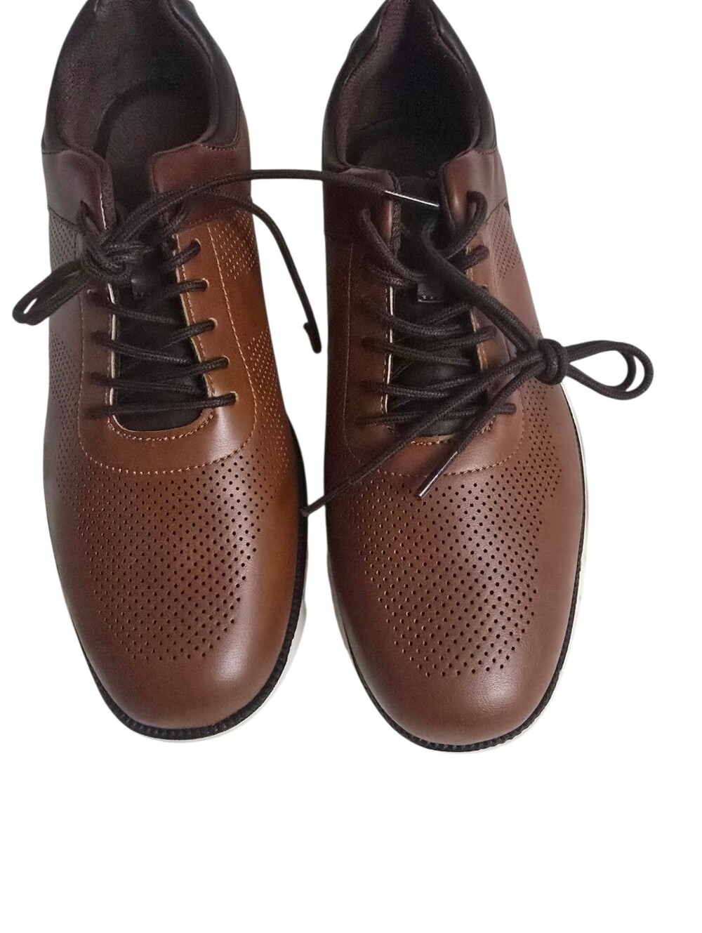 Perry Ellis Brown Perforated Leather Men's Sneakers